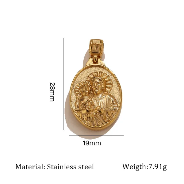 Wholesale Stainless Steel Rhinestone Pendant Gold Plated Vintage Cross Carved DIY Jewelry Accessories