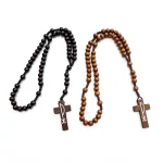 Constantine Cross Rosary Pendant 8mm Wooden Beads Peruvian Knot Handmade Religious Jewelry Pendant Wholesale - Image 5