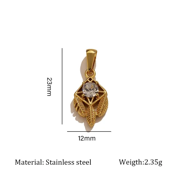 Wholesale Stainless Steel Rhinestone Pendant Gold Plated Vintage Cross Carved DIY Jewelry Accessories