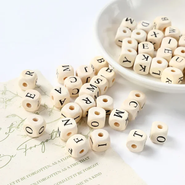 Wholesale Wood Square Beads 8 10mm Colorful Number Letter Beads for DIY Bracelet Jewelry Making
