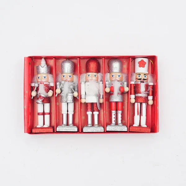 Wholesale 12cm Wooden Christmas Nutcracker Figurine Painted Soldier Ornament Set