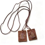Catholic Scapulars Sacred Heart & Our Lady of Mt Carmel Embroidered Scapula Hand Sewn Brown Fabric Scapular Religious Gift - Image 2