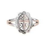 Retro copper silver cross hollow lace ring simple personality exaggerated platinum bottom ring - Image 5