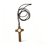 Mecrt Catholic Wooden Crucifix Pendant Religious Jesus cross Jewelry Devotion Souvenir Pocket Charm gifts Wholesale - Image 3