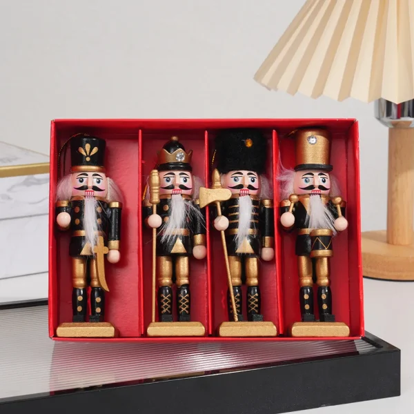 Wholesale Wooden Nutcracker Soldier Figurine Christmas Home Decoration Ornament 4Pcs Set