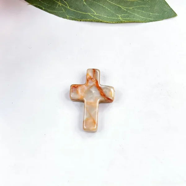 Wholesale Natural Stone Cross Pendant No Hole Charm DIY Jewelry Accessories Unisex