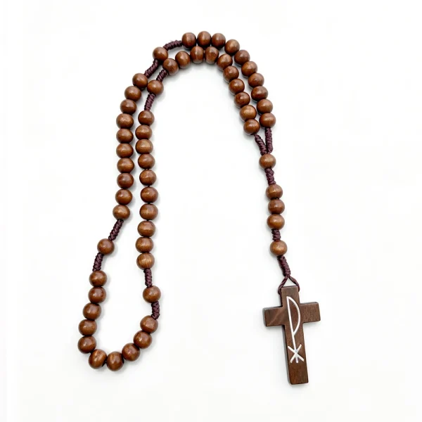Constantine Cross Rosary Pendant 8mm Wooden Beads Peruvian Knot Handmade Religious Jewelry Pendant Wholesale