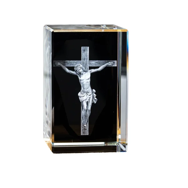 Catholic theme Jesus religious figure high transparent K9 crystal engraved cube ornament creative gift