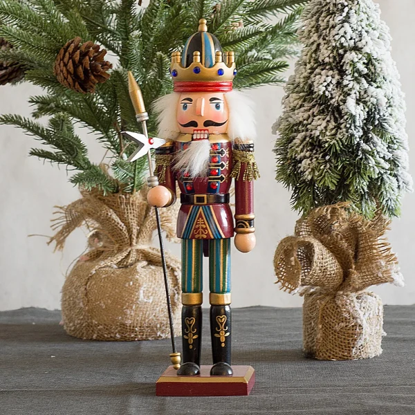 Wholesale 30cm Wood Nutcracker Soldier Figurine Vintage Christmas Home Decoration Handmade Painted