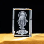 Catholic theme Jesus religious figure high transparent K9 crystal engraved cube ornament creative gift - Image 2