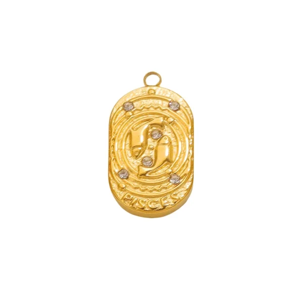 Wholesale Stainless Steel 18K Gold Plated Zodiac Pendants DIY Jewelry Accessories Unisex