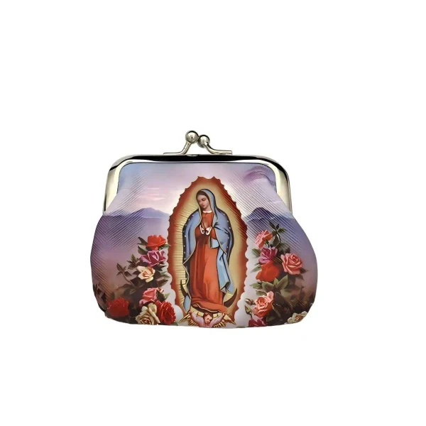 Catholic Virgin Mary Theme Jewelry Packaging Bags Rosary Storage Colorful Mini Bags Kiss-Lock Rosary Pouch Coin Purse Wh