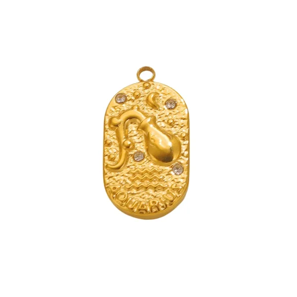 Wholesale Stainless Steel 18K Gold Plated Zodiac Pendants DIY Jewelry Accessories Unisex