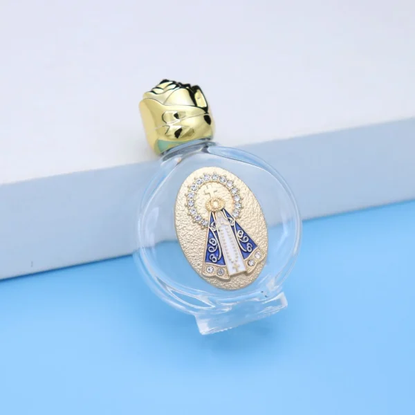 Glass jewelry holy water bottle ornament transparent glass 15ml container rose cover holy water bottle jewelry