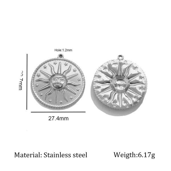 Wholesale Stainless Steel Vintage Evil Eye Heart Sun Face Napoleon Pendant Charm DIY Jewelry Accessories
