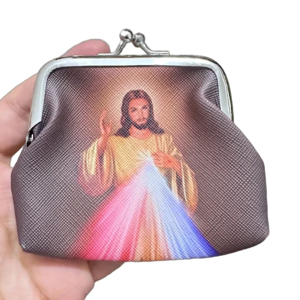 Catholic Virgin Mary Theme Jewelry Packaging Bags Rosary Storage Colorful Mini Bags Kiss-Lock Rosary Pouch Coin Purse Wh