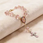 Wholesale Catholic rosary bracelet ornaments made of glass and crystal, pendants and gifts themed on the Virgin Mary Jesus cross - Image 2