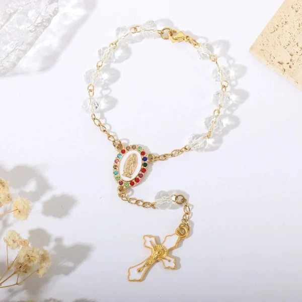 Wholesale Catholic rosary bracelet ornaments made of glass and crystal, pendants and gifts themed on the Virgin Mary Jes