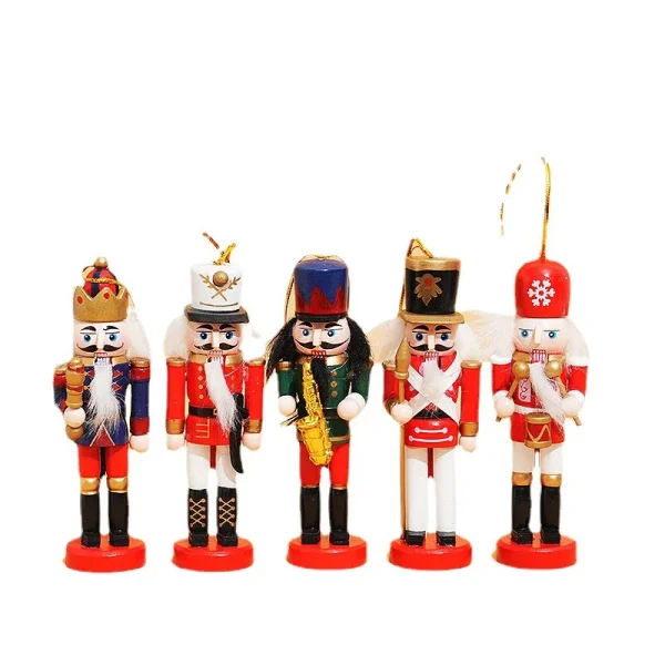 Wholesale 12cm Wooden Christmas Nutcracker Figurine Painted Soldier Ornament Set