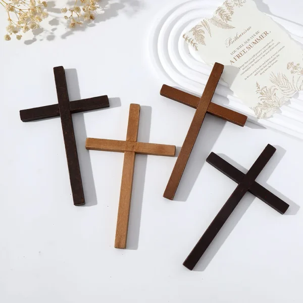 Wholesale Vintage Wood Cross Pendant Hanging Ornament DIY Craft Decoration Accessories