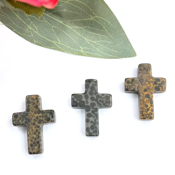 Wholesale Natural Stone Cross Pendant No Hole Charm DIY Jewelry Accessories Unisex