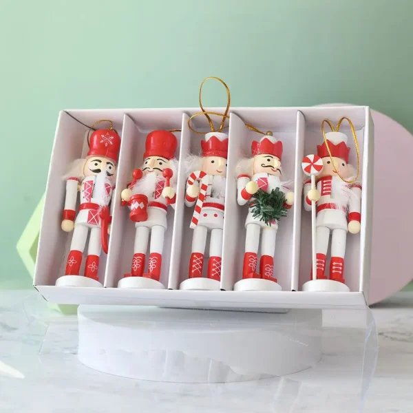 Wholesale 13cm Wooden Nutcracker Soldier Christmas Hanging Ornament Music Drum Decoration DIY Gift
