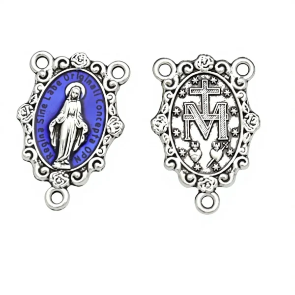 Cross Rose Virgin for Three-Way Triangle Catholicism Antique Silver Plated Religious Jewelry Accessories Rosary Necklace