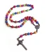 Hand Woven Catholic Rosary Wholesale, 10mm Multi-Color Rose Plastic Beads Religious Prayer Necklace with Saint Benedict 