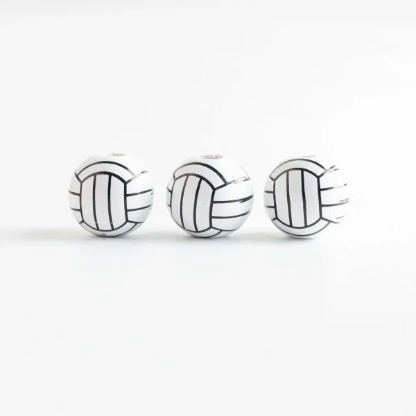 Wholesale Wood Sports Ball Beads Round Shape Loose Beads For DIY Bracelet Jewelry Making 16mm