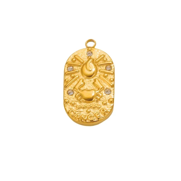 Wholesale Stainless Steel 18K Gold Plated Zodiac Pendants DIY Jewelry Accessories Unisex