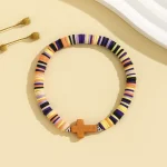 Wholesale Bohemian Turquoise Cross Beaded Stretch Bracelet Acrylic Resin Lucite Elastic Adjustable Unisex - Image 4