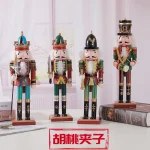 Wholesale Wood Nutcracker Soldier Pendant Ornament 30cm Christmas Gift Home Decoration Handmade Carved Figurine