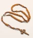 Catholic Cord Rosary, Wooden Beads Rosary Celtic Cross 5 Decade Prayer Rosary Cord Christian Religious Celtic Wooden Cro