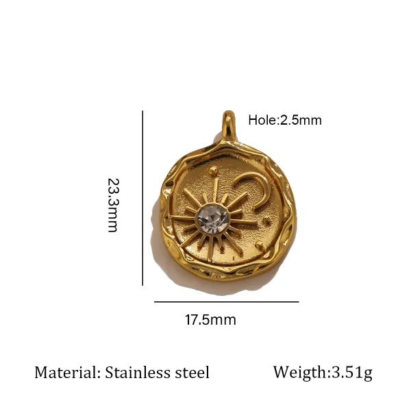 Wholesale Stainless Steel Rhinestone Pendant Gold Plated Vintage Cross Carved DIY Jewelry Accessories