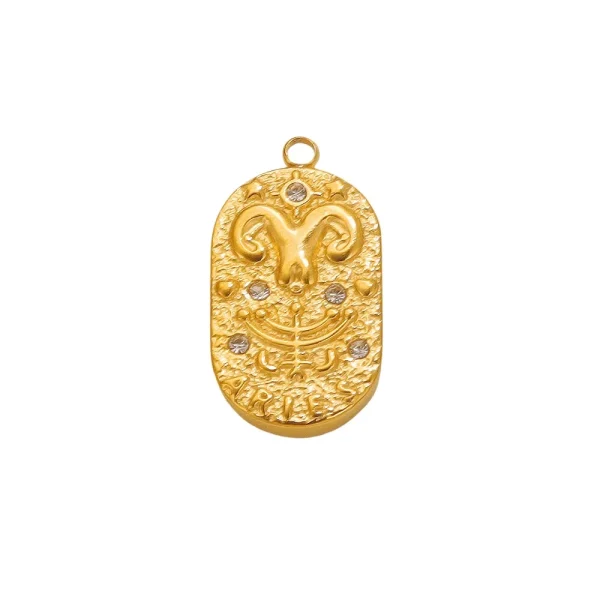 Wholesale Stainless Steel 18K Gold Plated Zodiac Pendants DIY Jewelry Accessories Unisex