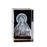 Catholic theme Jesus religious figure high transparent K9 crystal engraved cube ornament creative gift - Image 5