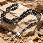 Catholic Hematite Black Stone Rosary Weighty Rosaries Bead Jewelry Wholesale - Image 3