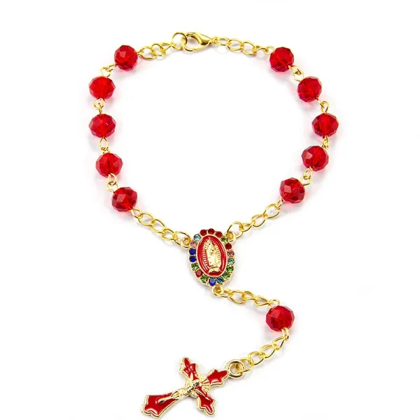 Wholesale Catholic rosary bracelet ornaments made of glass and crystal, pendants and gifts themed on the Virgin Mary Jes