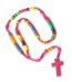 Catholic Colorful Wood Rosary Necklace Religious Jesus Pendant Beads Religious Jewelry Wholesale