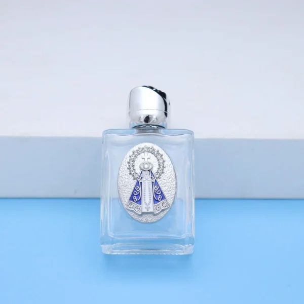 Glass jewelry holy water bottle ornament transparent glass 15ml container rose cover holy water bottle jewelry