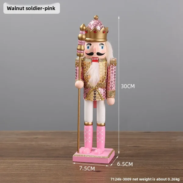 Wholesale Wood Nutcracker Figurine Christmas Decoration Handmade Carved Figurine Kids Toy Gift