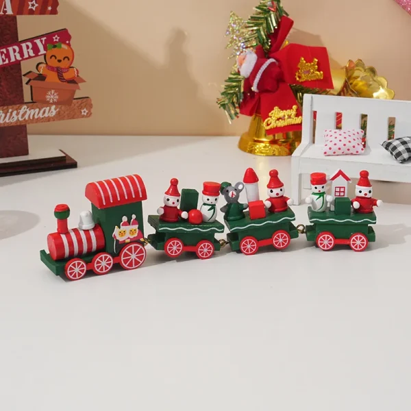 Wholesale Wooden Christmas Train Decoration Home Decor Gift Figurine