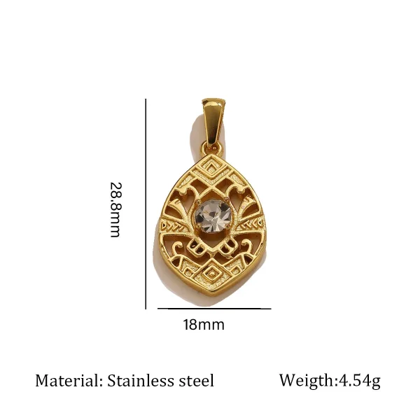 Wholesale Stainless Steel Rhinestone Pendant Gold Plated Vintage Cross Carved DIY Jewelry Accessories