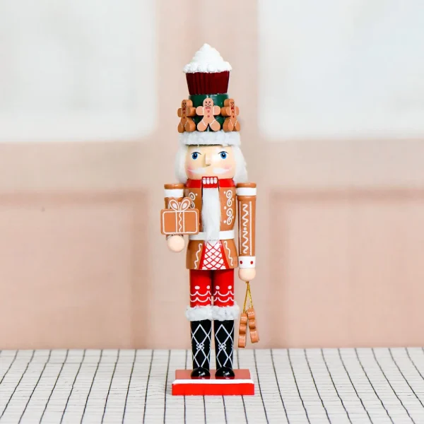 Wholesale Wooden Gingerbread Man Nutcracker Puppet Christmas Decoration Home Craft Ornament 35cm