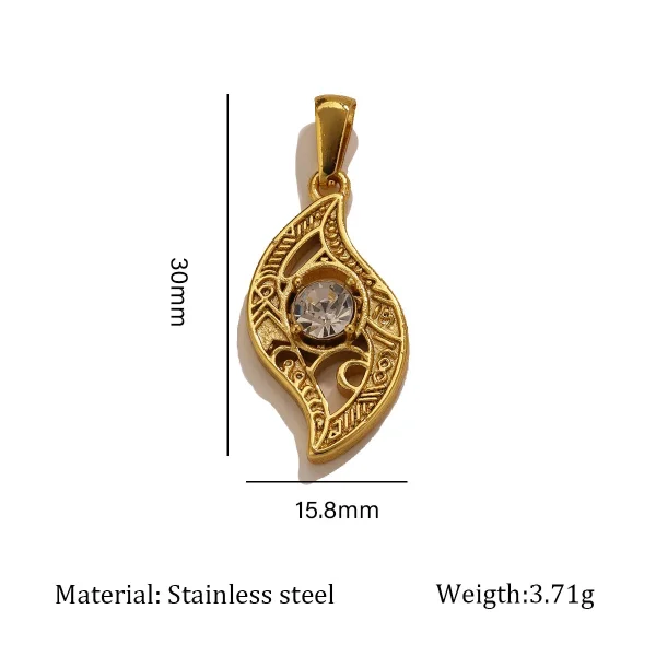 Wholesale Stainless Steel Rhinestone Pendant Gold Plated Vintage Cross Carved DIY Jewelry Accessories
