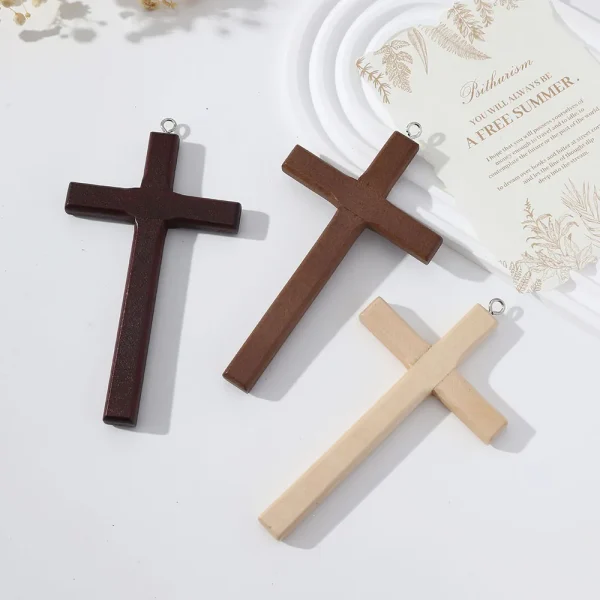 Wholesale Vintage Wood Cross Pendant Hanging Ornament DIY Craft Decoration Accessories