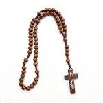 Constantine Cross Rosary Pendant 8mm Wooden Beads Peruvian Knot Handmade Religious Jewelry Pendant Wholesale - Image 4