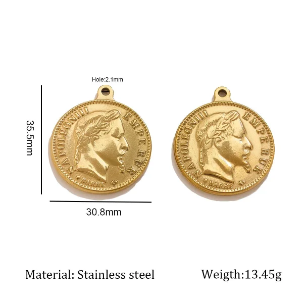 Wholesale Stainless Steel Vintage Evil Eye Heart Sun Face Napoleon Pendant Charm DIY Jewelry Accessories