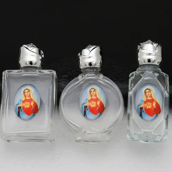 Glass holy water bottle mini rose tempered transparent glass bottle handicraft jewelry ornament