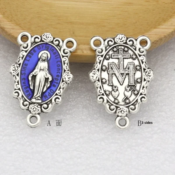 Cross Rose Virgin for Three-Way Triangle Catholicism Antique Silver Plated Religious Jewelry Accessories Rosary Necklace
